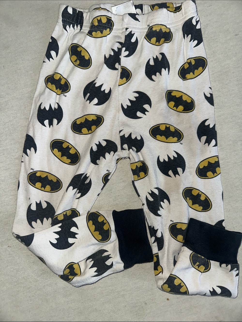 Kids Size 4T Batman Black, White & Gold Logo Pajama Bottoms